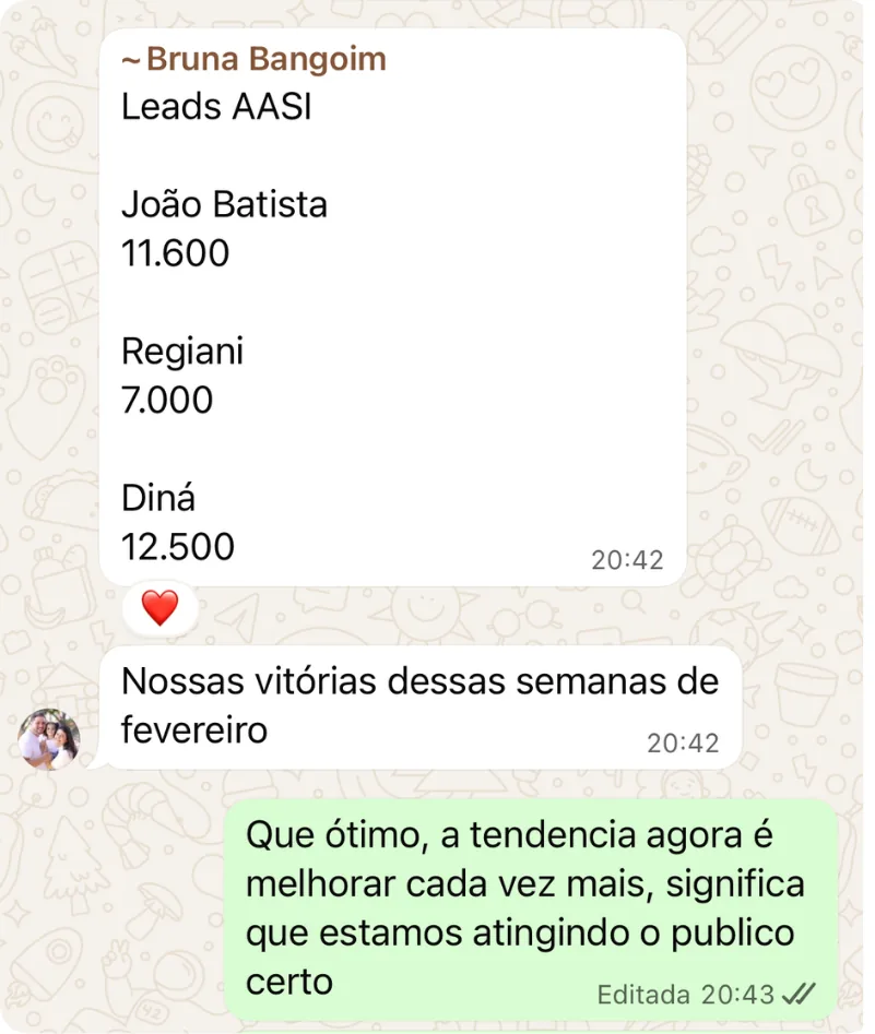 Depoimento de cliente M2up via WhatsApp