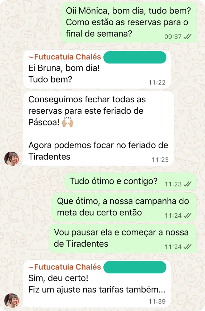 Depoimento de cliente M2up via WhatsApp